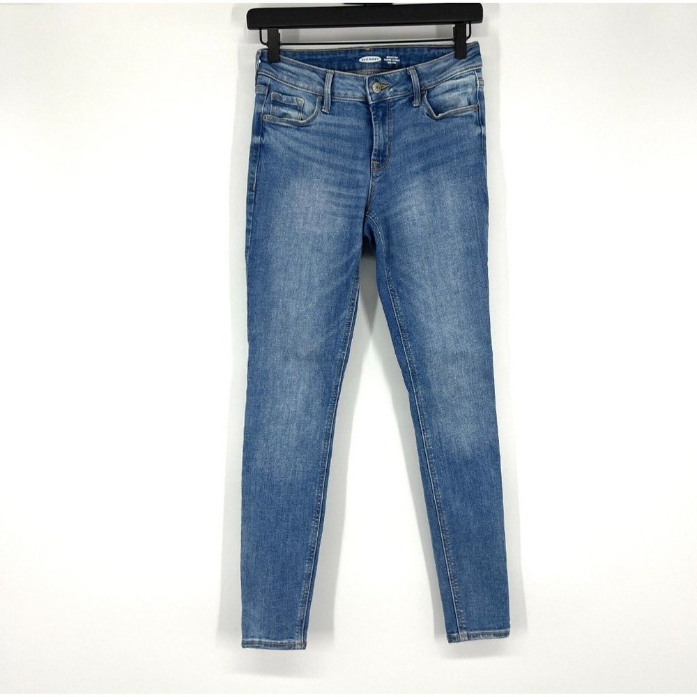 Old Navy Rockstar Jeans Mid Rise Super Skinny Blue Denim - Picture 2 of 11